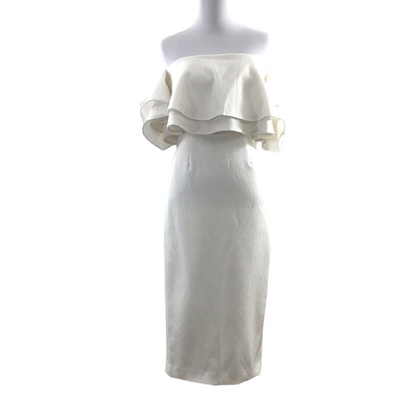 Keepsake Ivory Serenity Dress Womens Small Ruffle Tiered  Off The‎ Shoulder - Picture 1 of 12